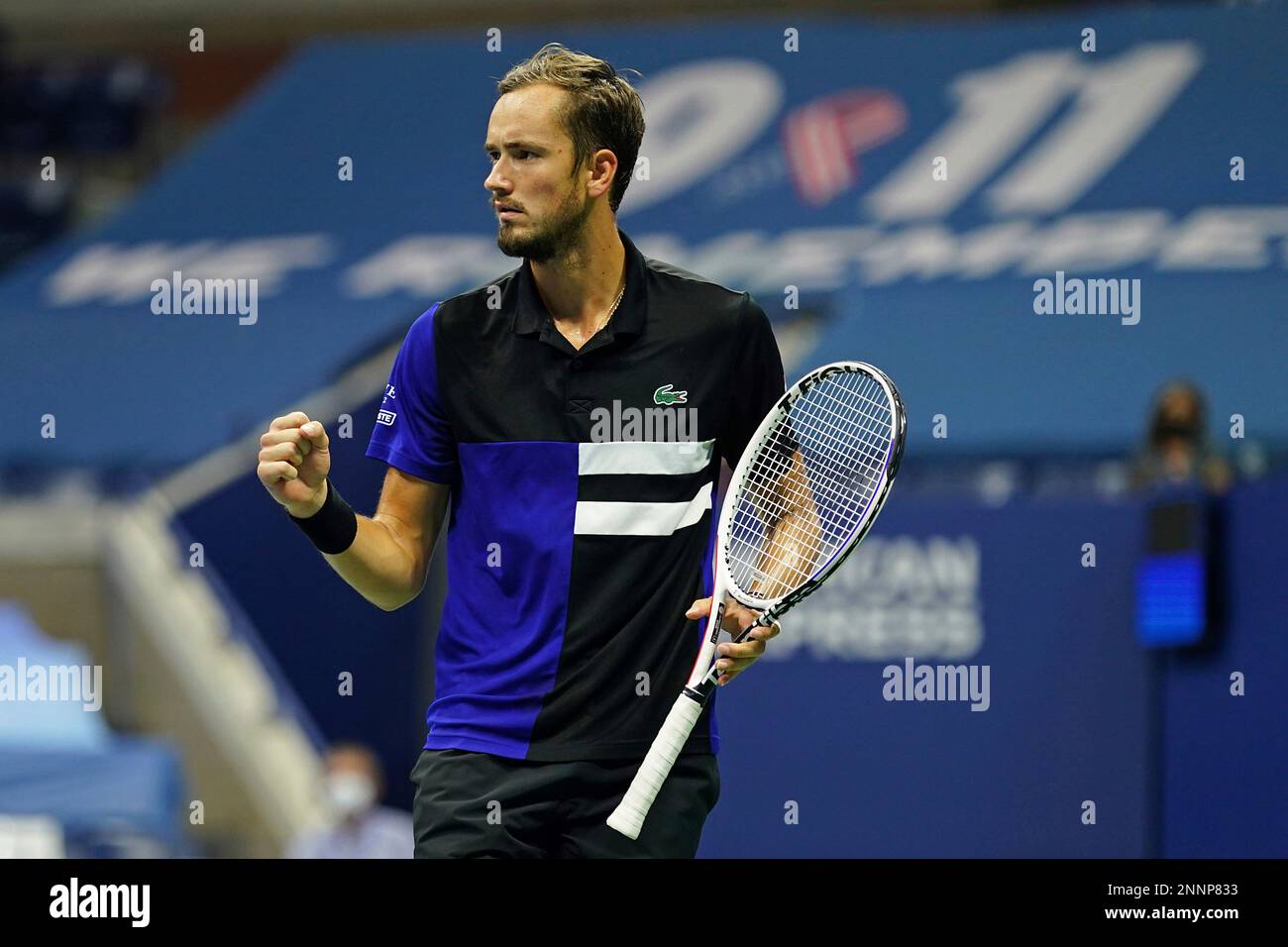Daniil Medvedev in action against Dominic Thiem during a men's singles  Semifinal match at the 2020 US Open, Friday, Sept. 11, 2020 in Flushing,  NY. (Darren Carroll/USTA via AP Stock Photo - Alamy