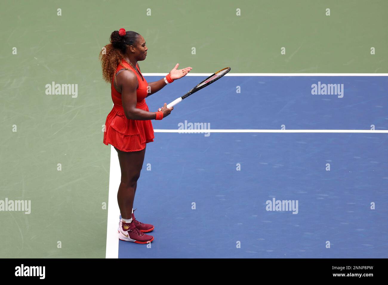 Serena Williams in action against Tsvetana Pironkova during a