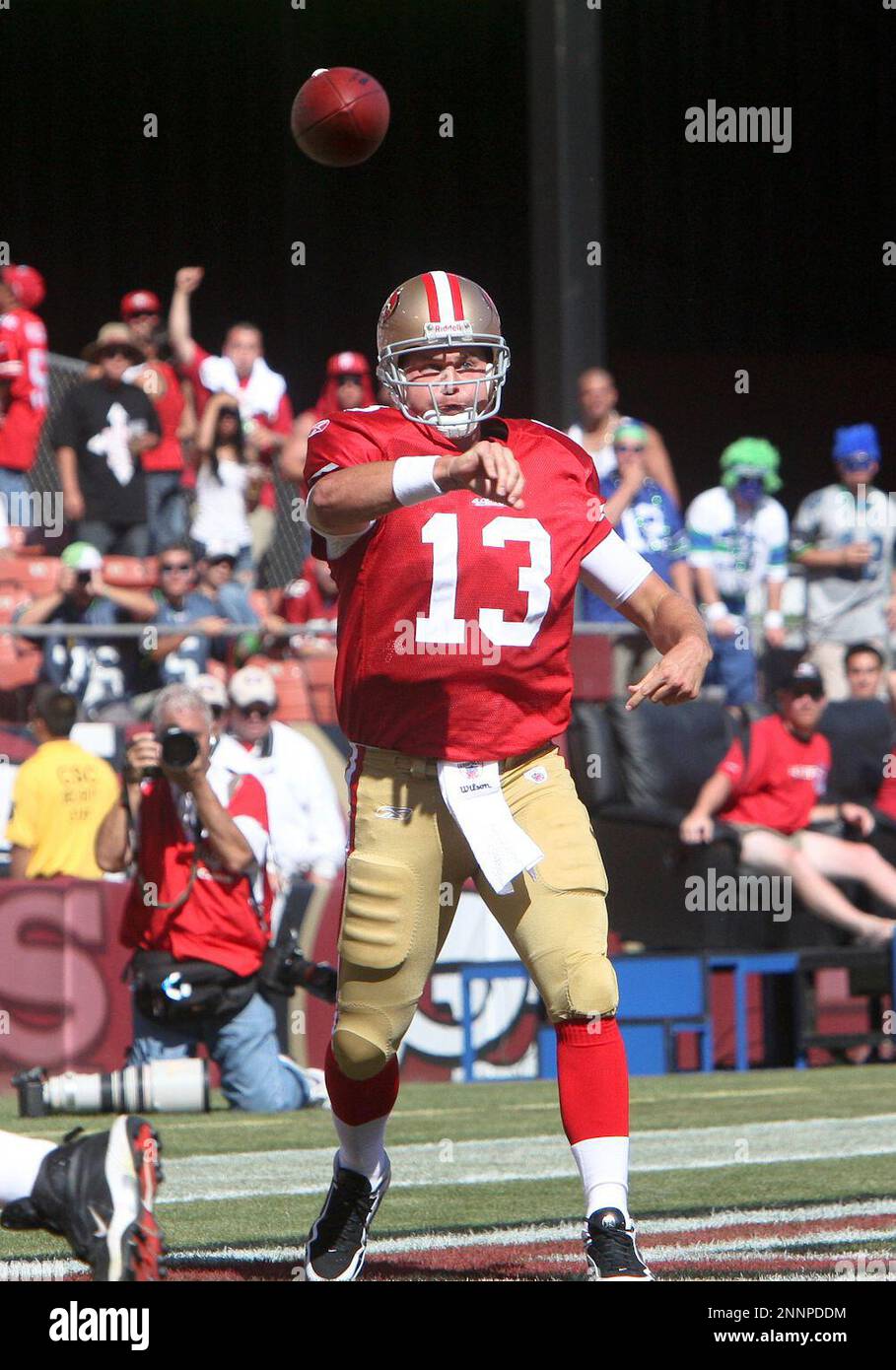 October 11, 2009; San Francisco, CA, USA; San Francisco 49ers quarterback  Shaun Hill (13) in the third quarter against the Atlanta Falcons at  Candlestick Park. Atlanta won 45-10 Stock Photo - Alamy