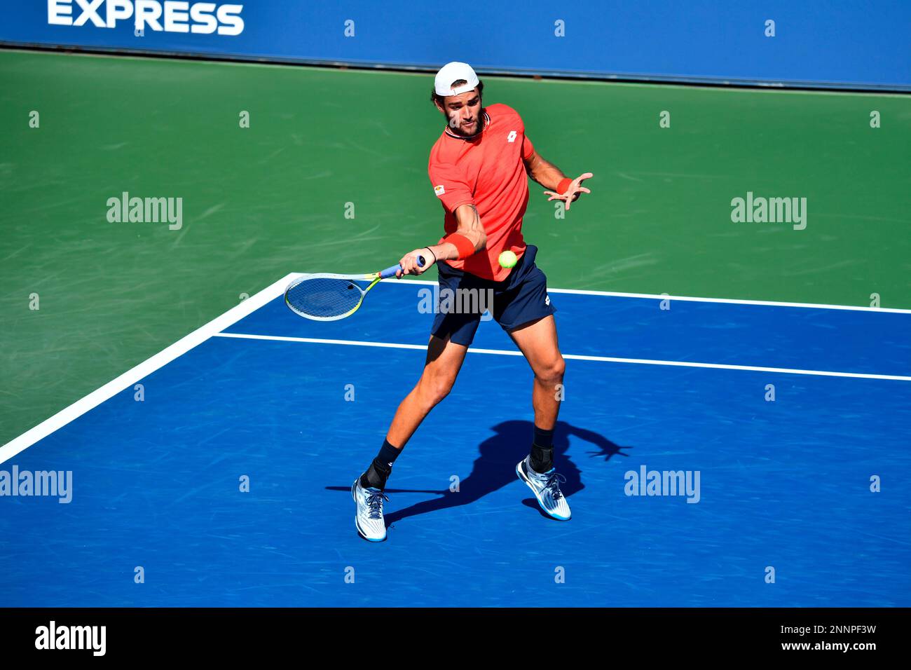 Matteo Berrettini in action against Casper Ruud during a mens singles match at the 2020 US Open, Saturday, Sept