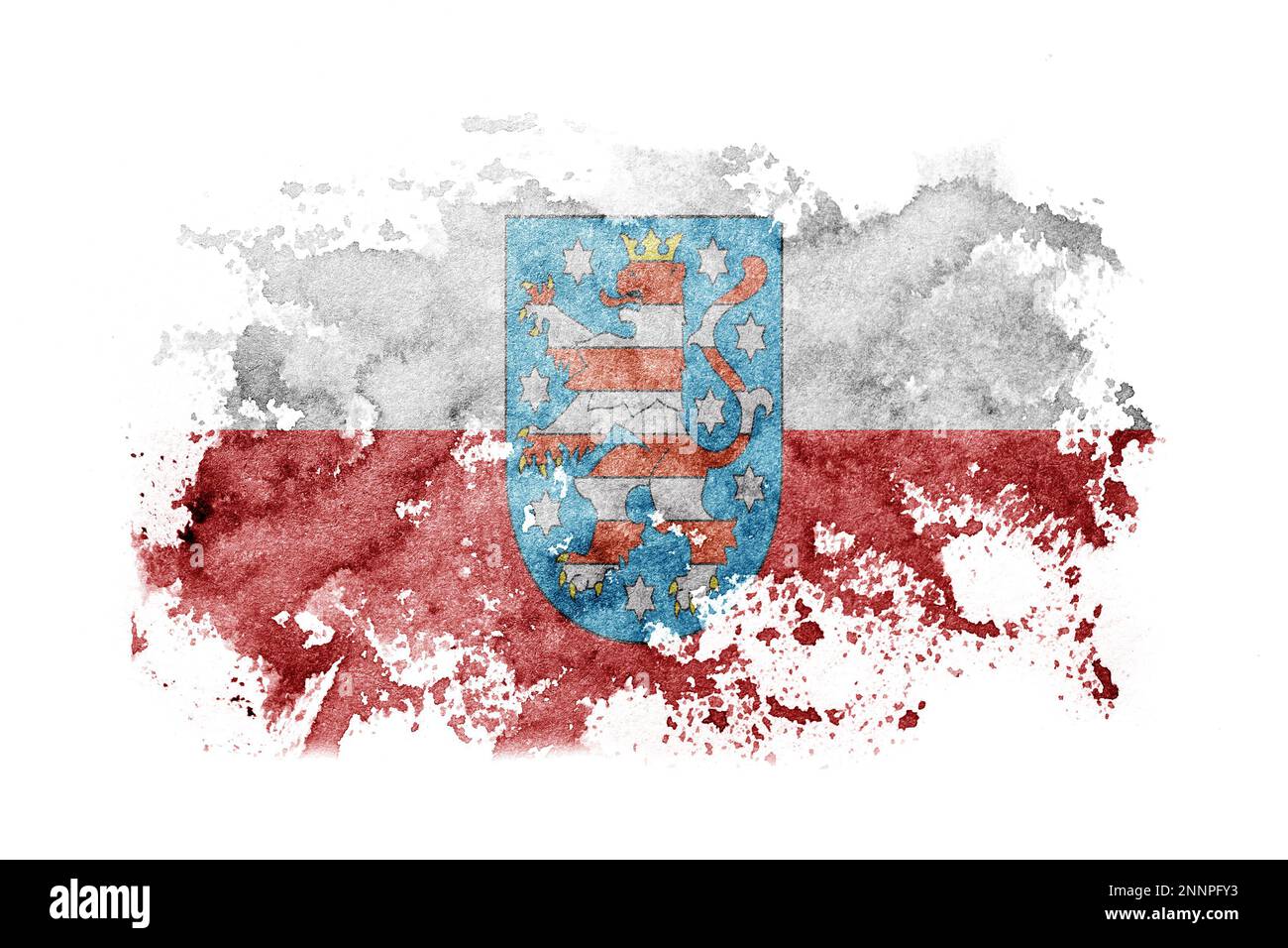 Geremany Thuringia, state flag background painted on white paper with watercolor Stock Photo