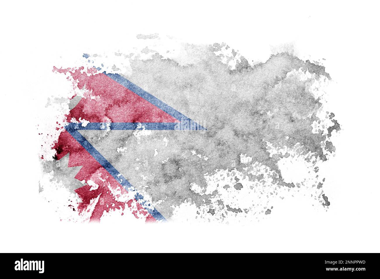 Nepal, Nepali, Nepalese flag background painted on white paper with