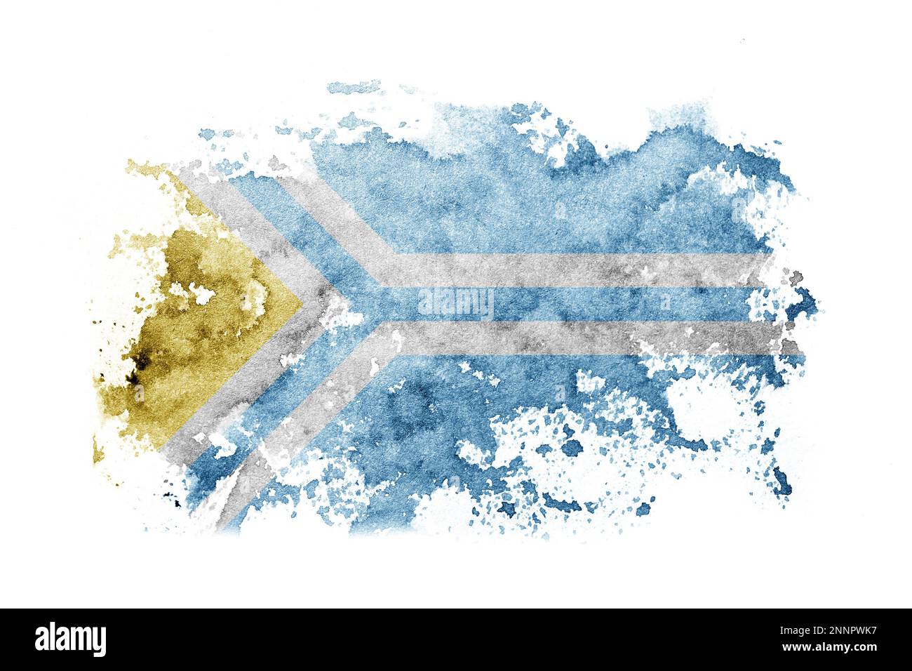 Russia, Russian, Tuva flag background painted on white paper with watercolor Stock Photo