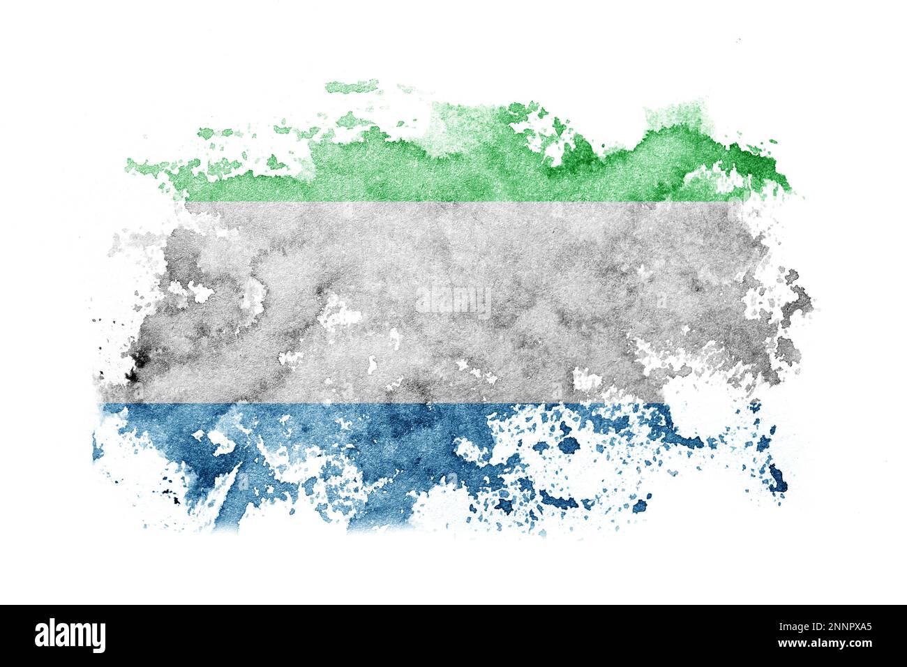 Sierra Leone flag background painted on white paper with watercolor ...