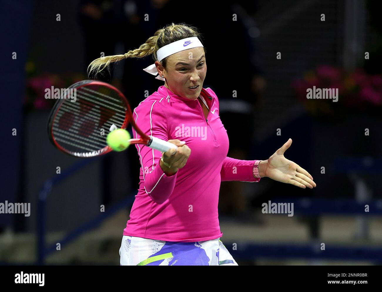 Donna Vekic in action against Kristyna Pliskova during a Womens Singles match at the 2020 US Open, Tuesday, Sept
