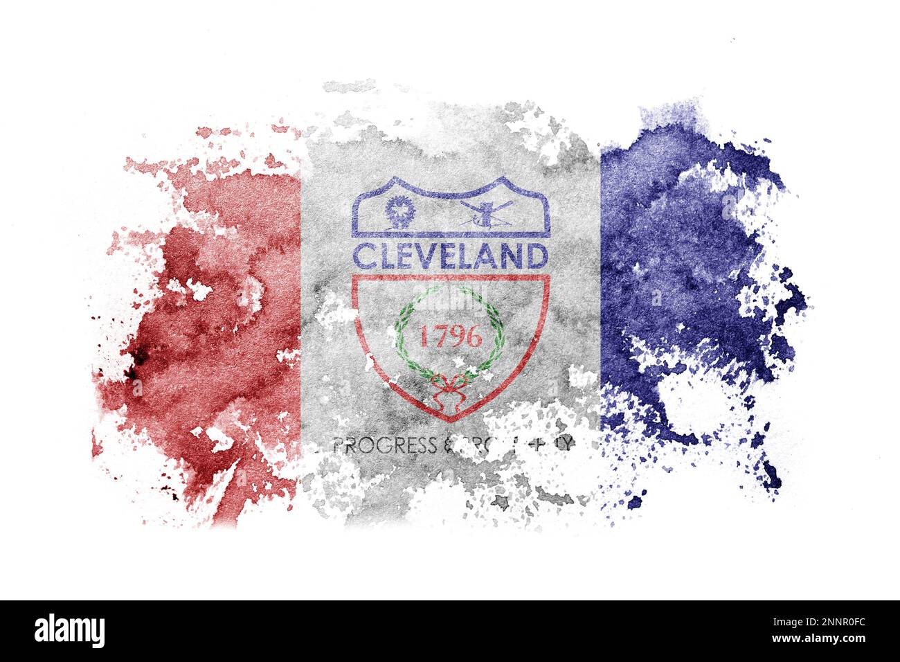 United States of America, America, US, USA, American, Cleveland, Ohio flag background painted on white paper with watercolor Stock Photo
