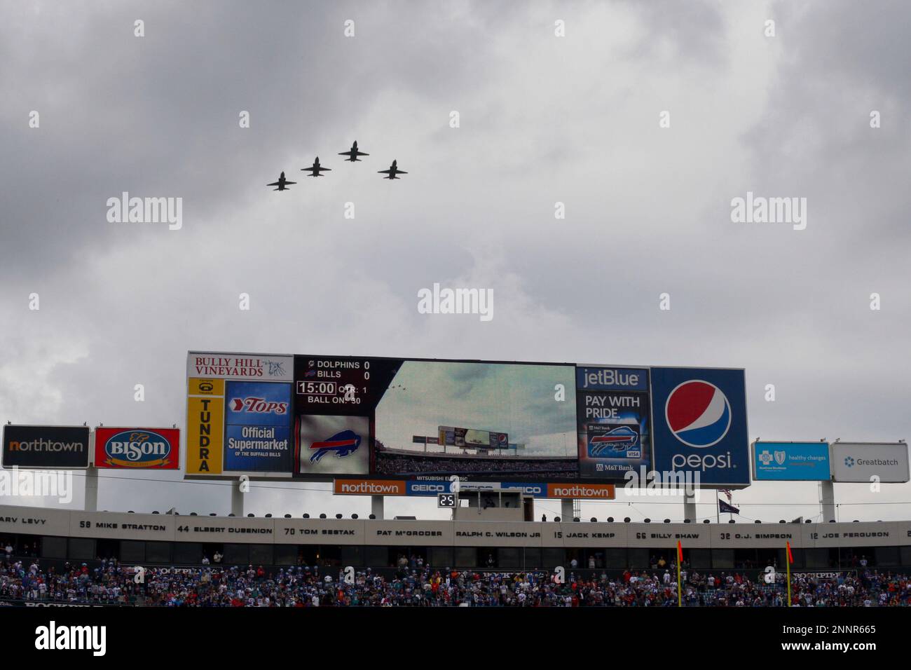 The Miami Dolphins-Buffalo Bills Pregame show honoring Veterans Day at the  Sun Life Stadium, now the Hard Rock Stadium Stock Photo - Alamy