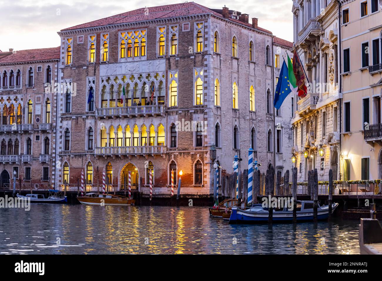 Evening atmosphere on the Grand Canal, Venice, Italy Stock Photo
