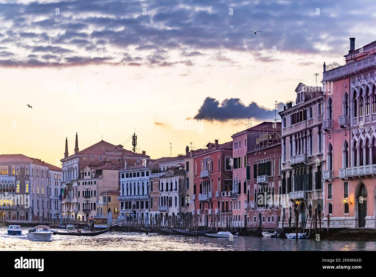 Evening atmosphere on the Grand Canal, Venice, Italy Stock Photo