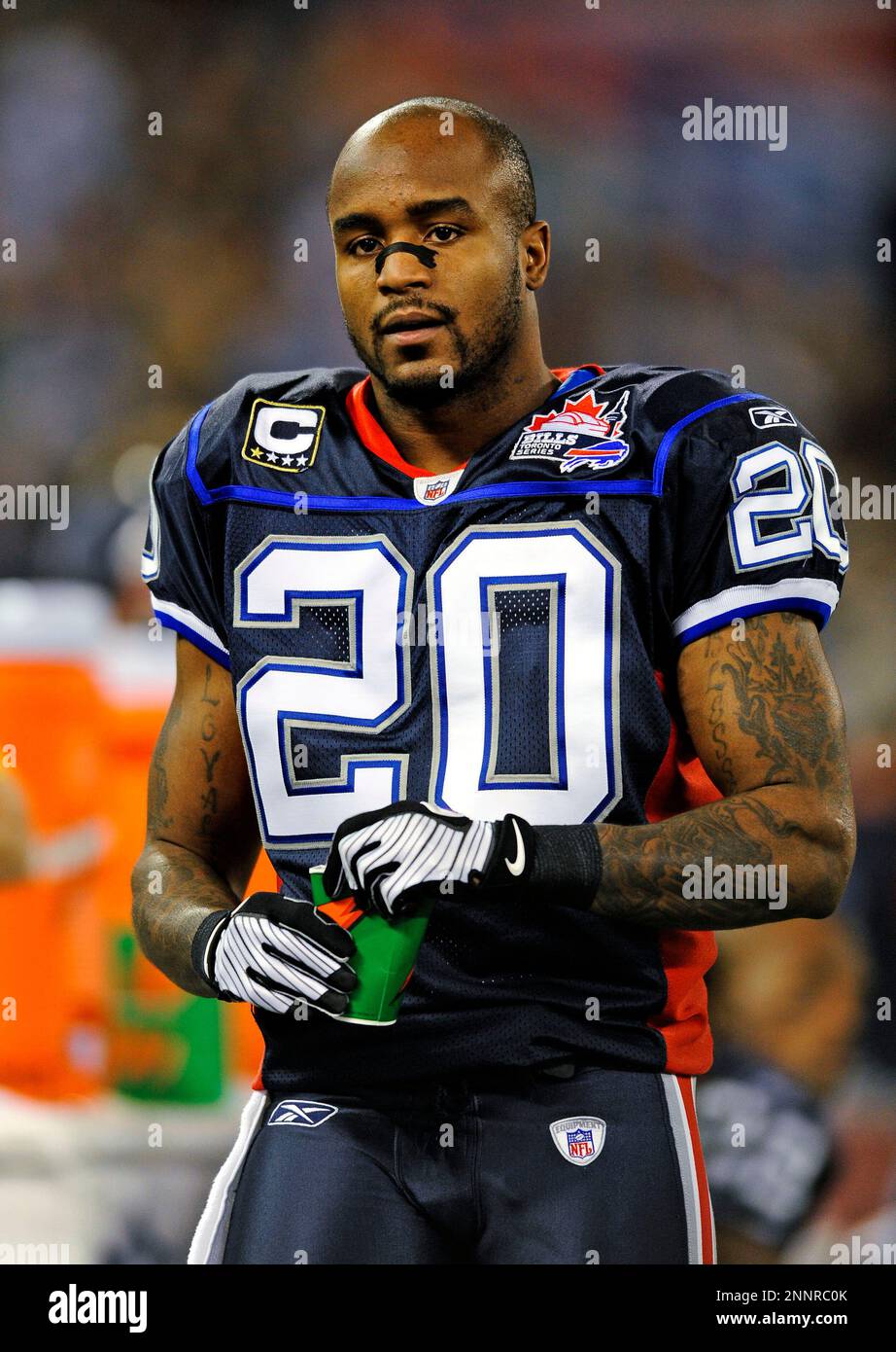 7 December 2008: Buffalo Bills' safety Donte Whitner awaits the start of  play prior to the first regular season NFL game ever to be played in Canada  between the Buffalo Bills and