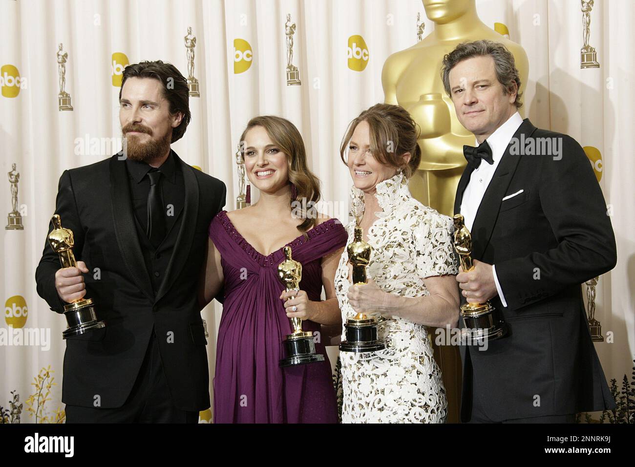 (LR) Best Supporting Actor winner Christian Bale, Best Actress winner