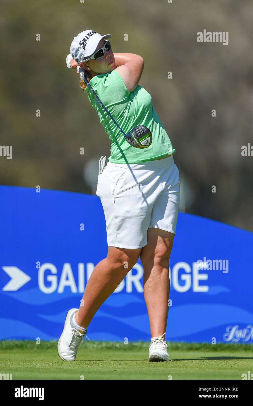 ORLANDO, FL FEBRUARY 26 Ashleigh Buhai (ZAF) watches her tee shot on 1 during the LPGA