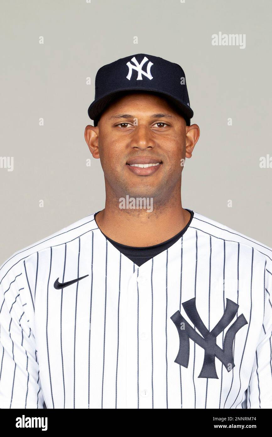 This is a 2021 photo of Aaron Hicks of the New York Yankees baseball team.  This image reflects the New York Yankees active roster as of Wednesday,  Feb. 24, 2021 when this