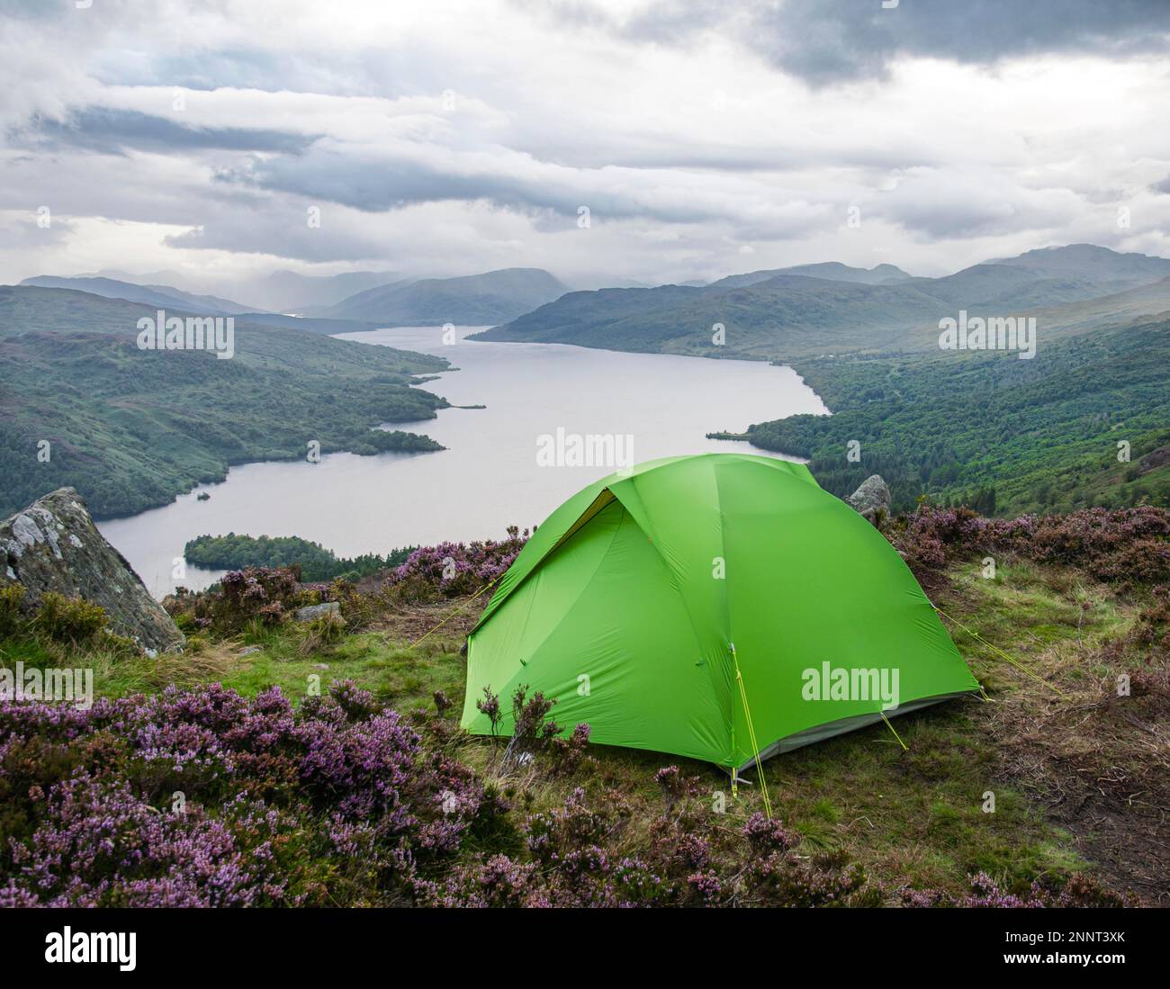 Green Tent on Ben Aan, View over Loch Katrine, Camping in the Highlands