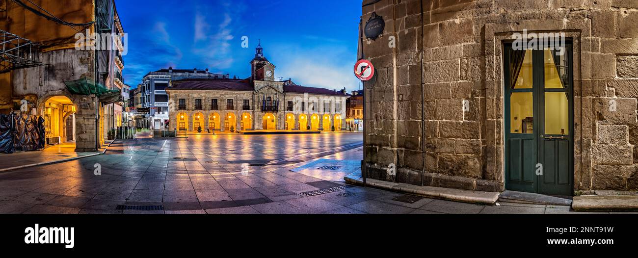 View of Plaza de Espana of Aviles, Asturias, Spain Stock Photo