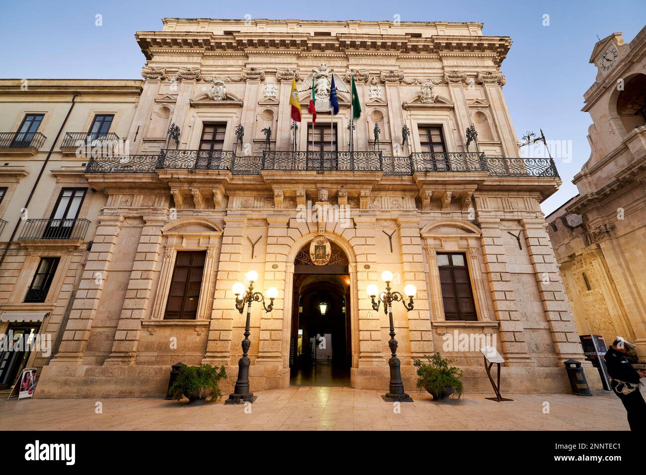 The Town Hall of Syracuse Ortygia. in Piazza Duomo. Sicily, Italy Stock Photo