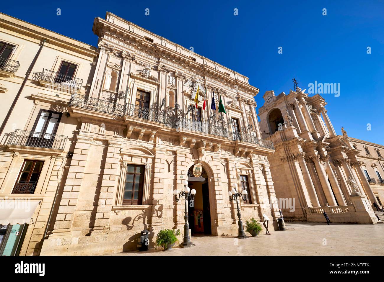 The Town Hall of Syracuse Ortygia. in Piazza Duomo. Sicily, Italy Stock Photo