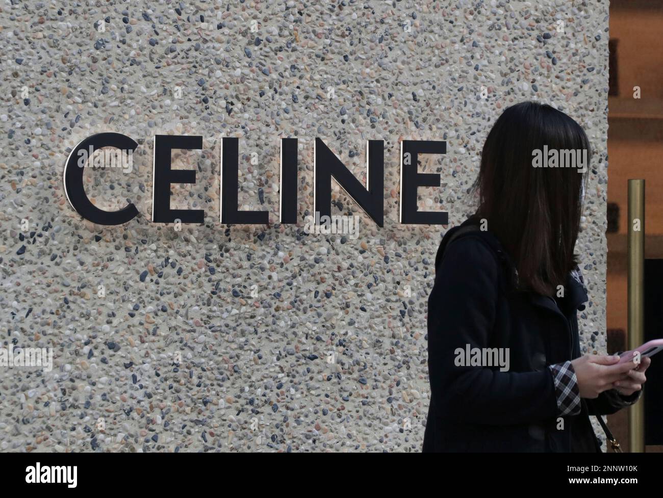 The logo of CELINE (CÉLINE) is seen at Ginza district in Chuo Ward ...