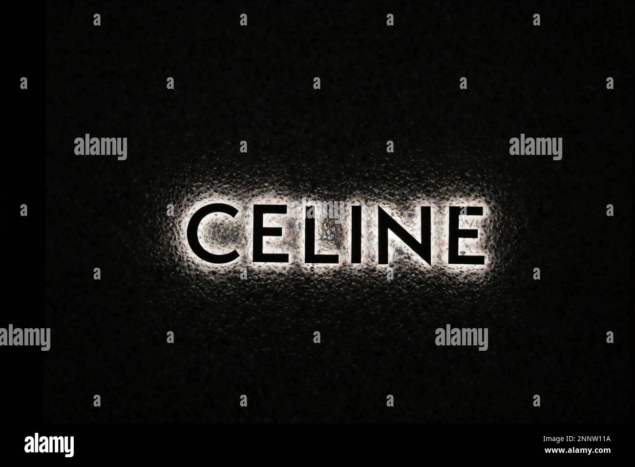 The logo of CELINE (CÉLINE) is seen at Ginza district in Chuo Ward, Tokyo  on November 23, 2020. CELINE is a French ready-to-wear and leather luxury  goods brand that has been owned