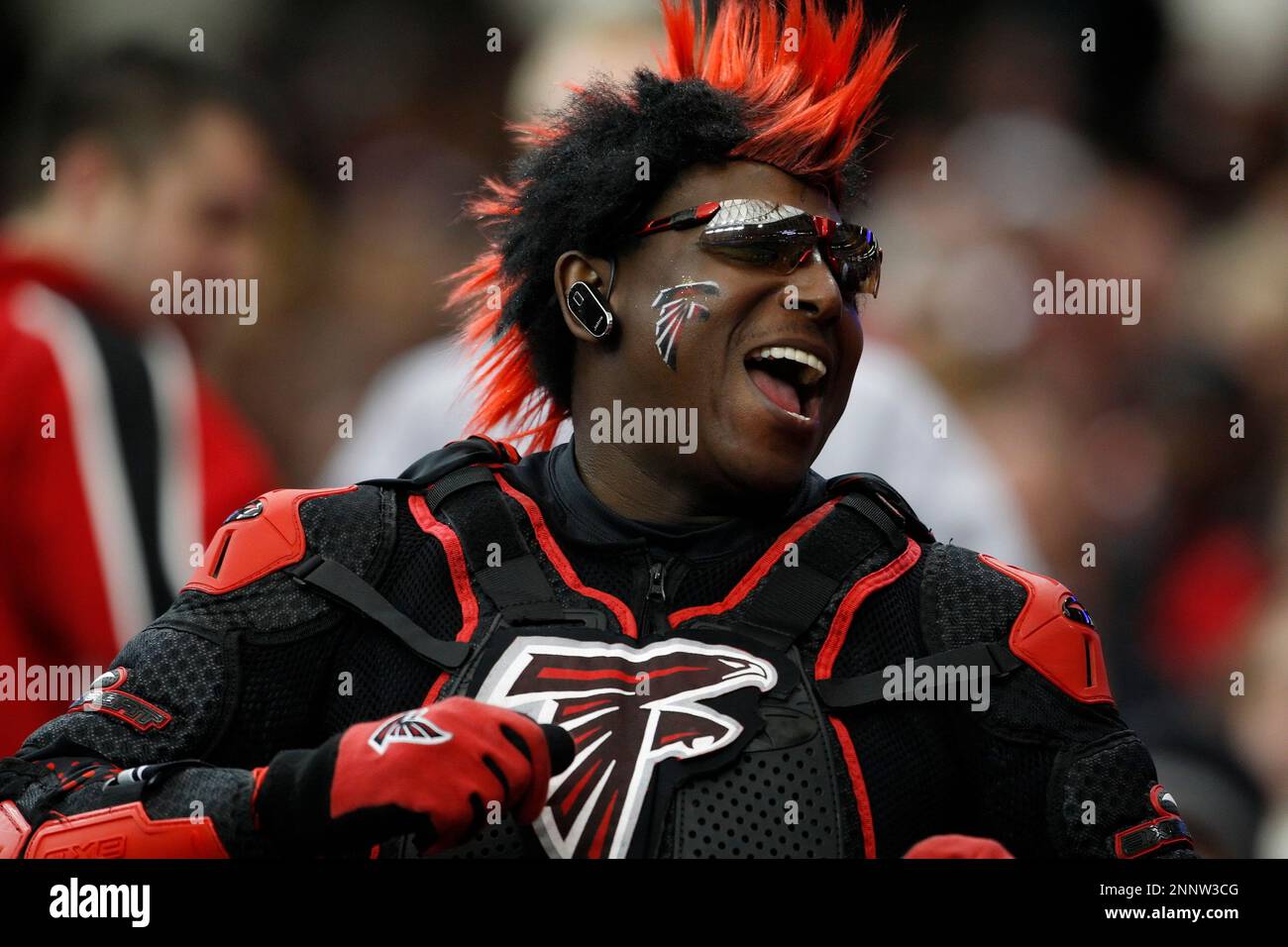 06 December 2009 An Atlanta Falcons fan cheers in the Philadelphia