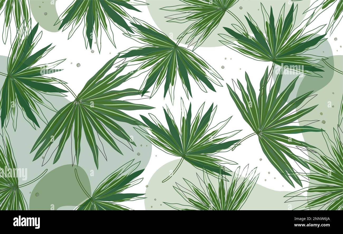 Palm leaves wallpaper background. Palm leaves green element in