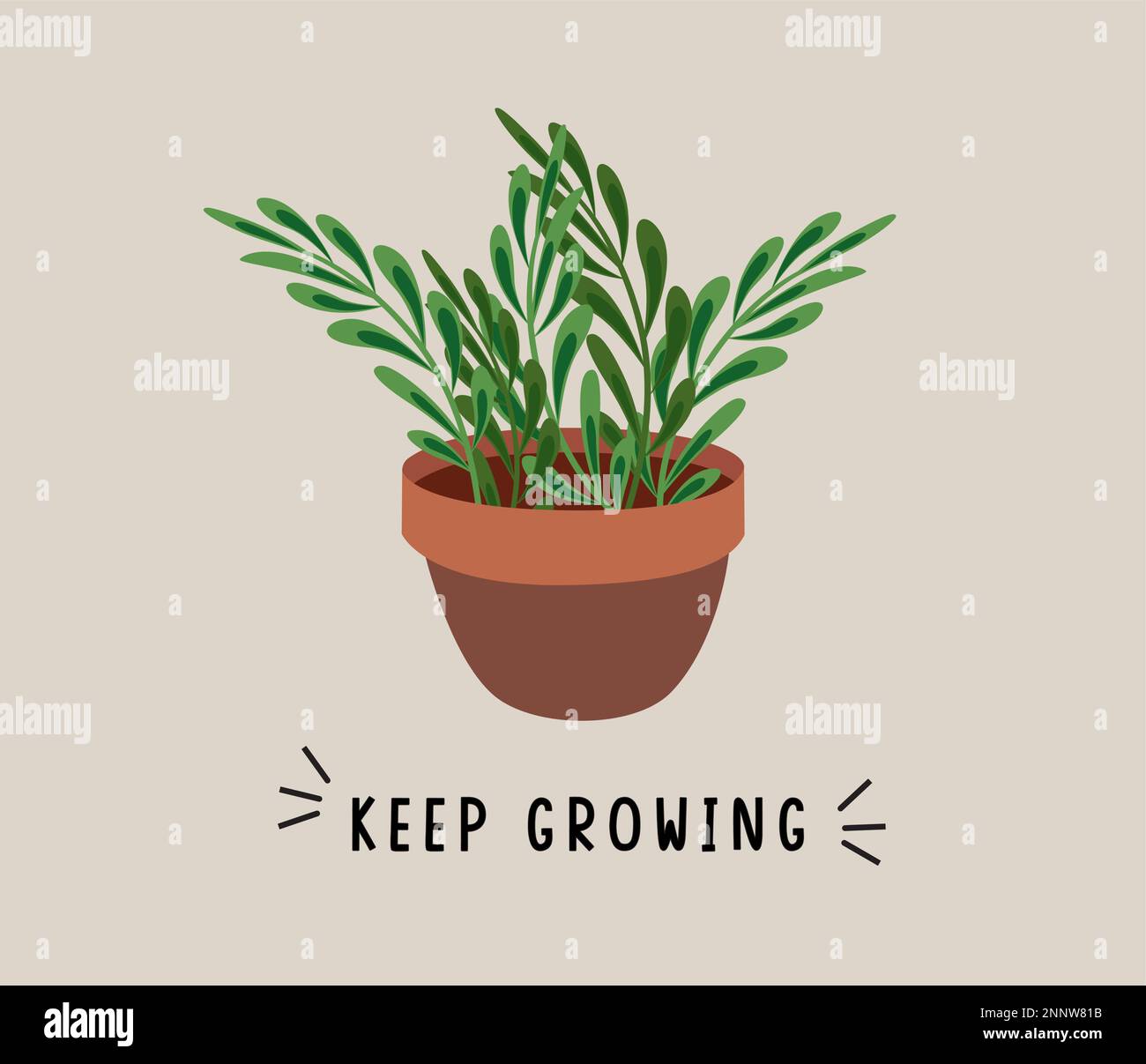 Plants vector design. Plant element in pot with keep growing text for