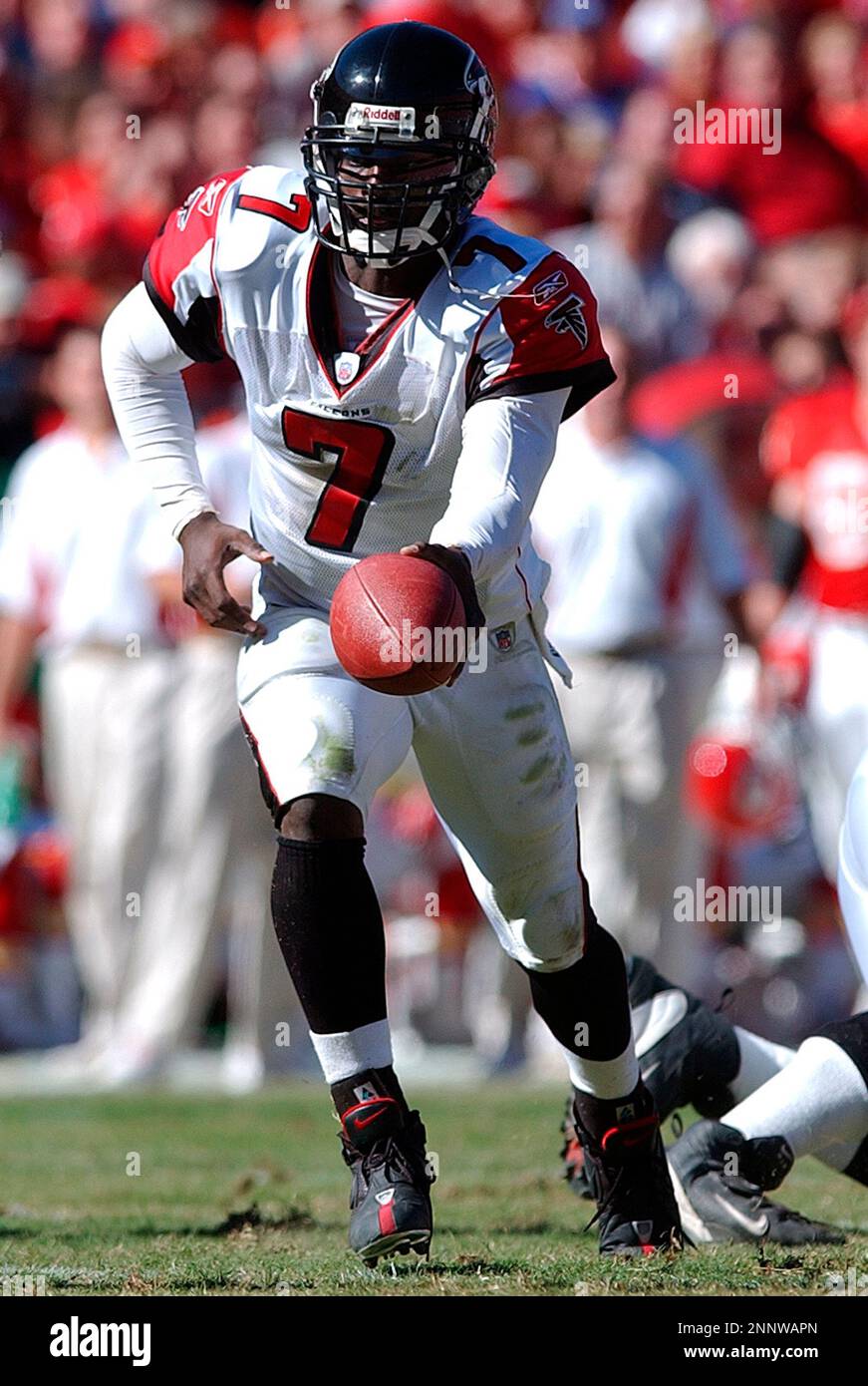 FILE** Atlanta Falcons quarterback Michael Vick stands on the