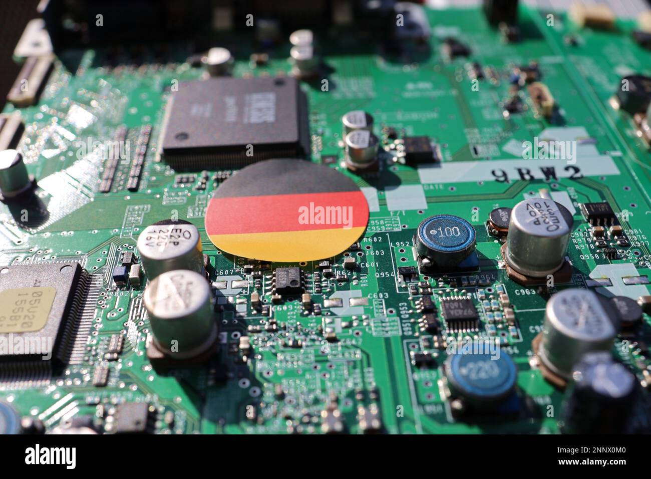 Semiconductor printed circuit board. Concept German semiconductor