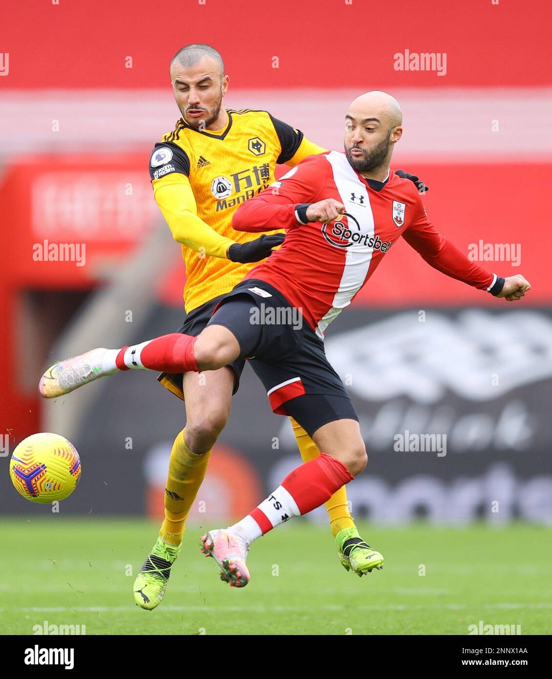 Wolverhampton Wanderers' Romain Saiss in action with Southampton's ...