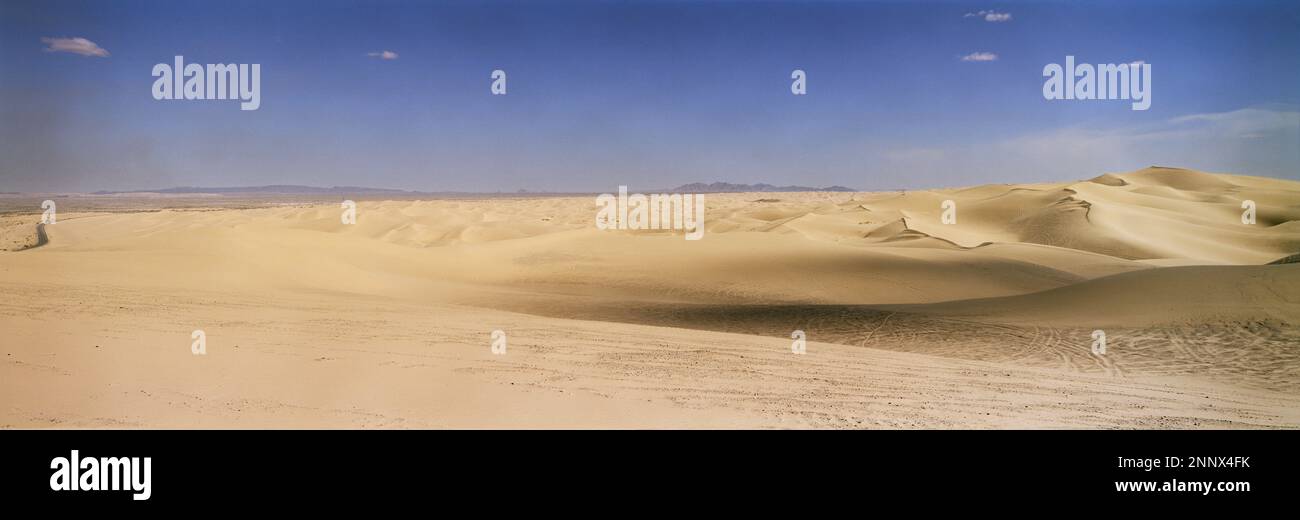 Scenery with sand dunes in desert Stock Photo