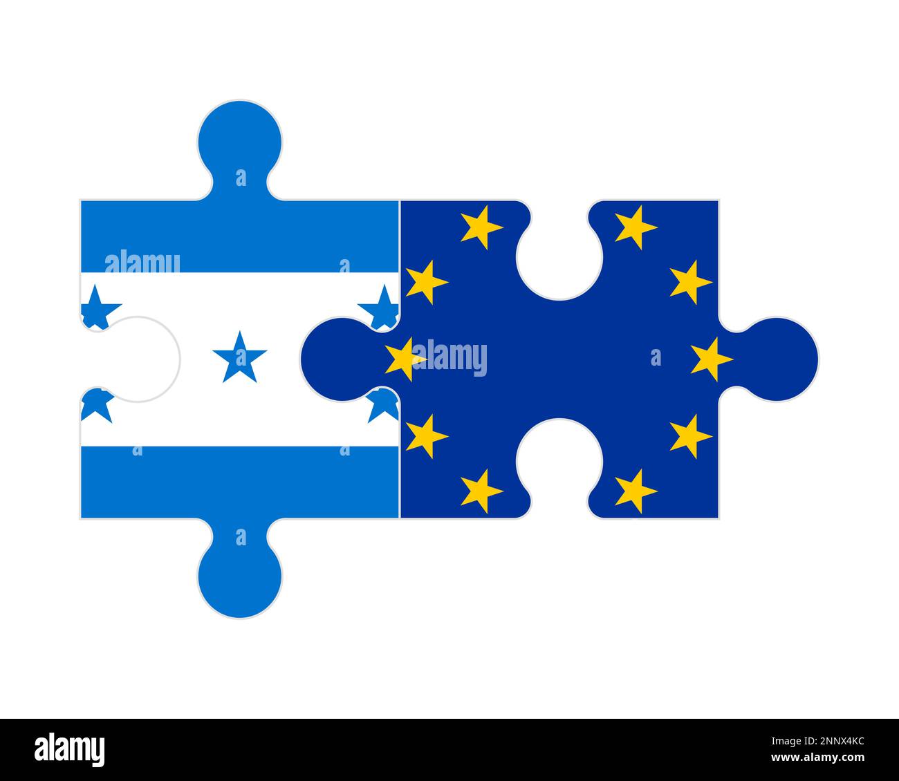 Connected puzzle of flags of Honduras and European Union, vector Stock Vector