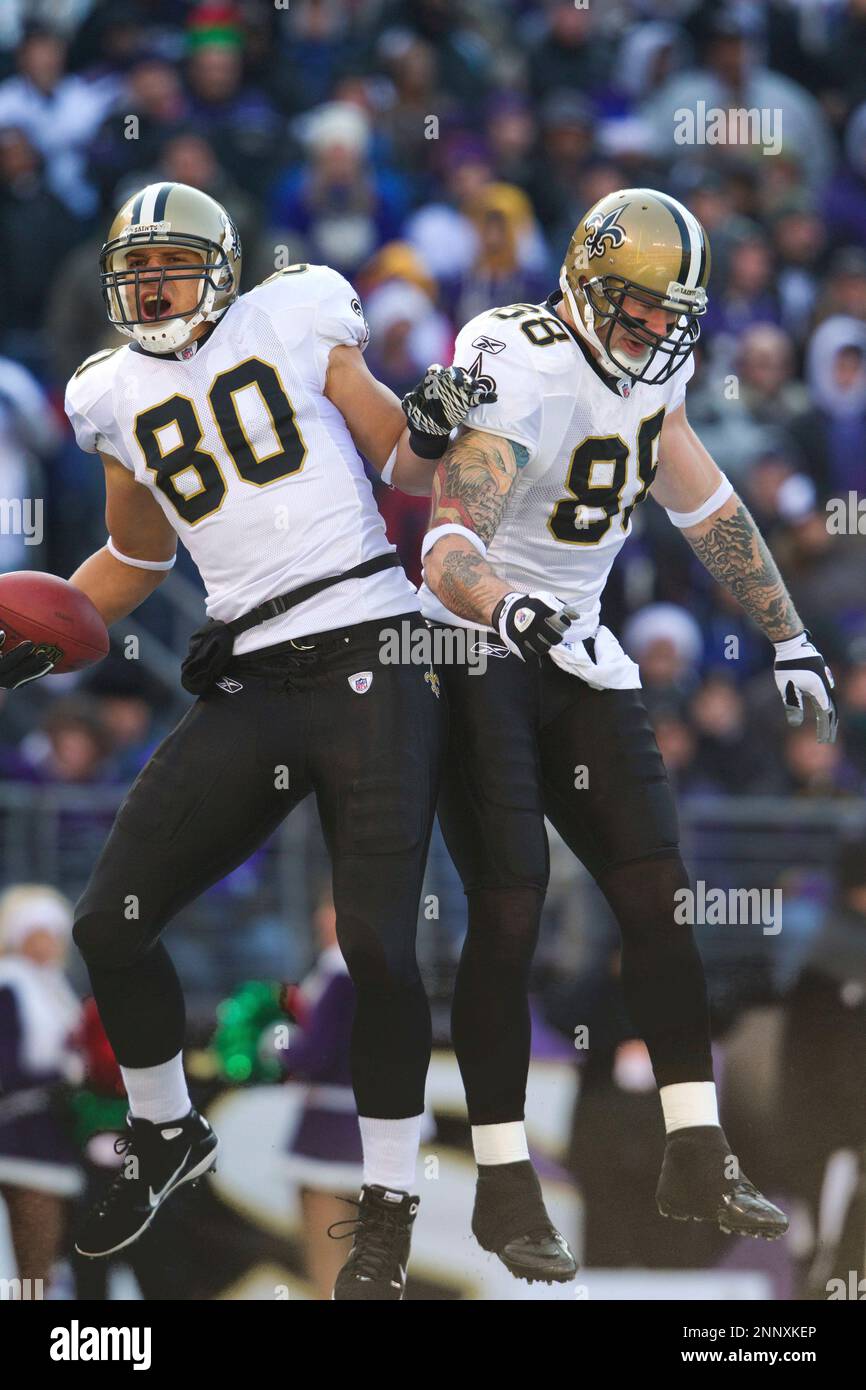 Saints tight end Jeremy Shockey (88) celebrates after scoring a