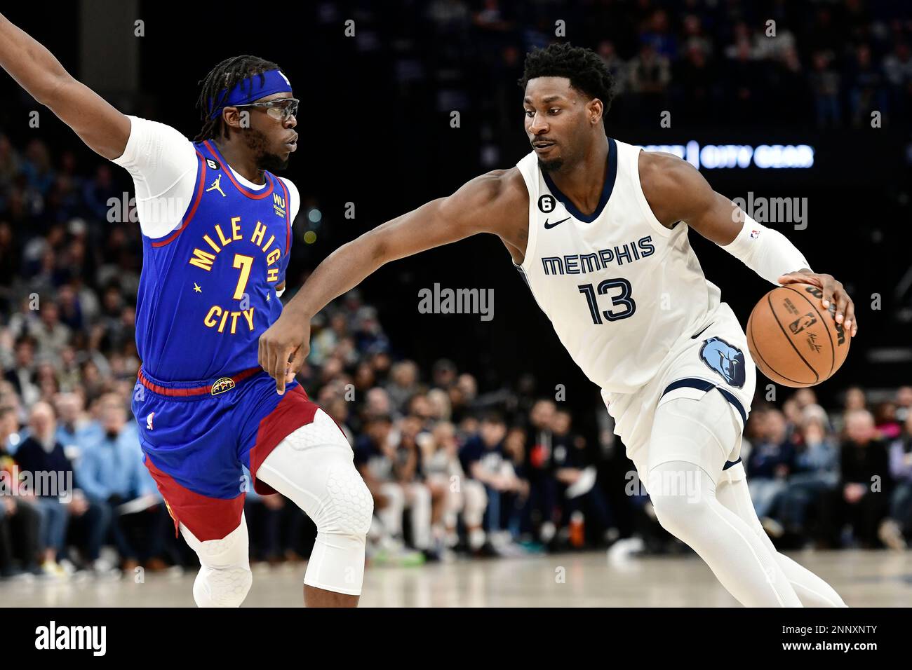 Denver Nuggets guard Reggie Jackson (7) in the first half of an NBA  basketball game Sunday, April 9, 2023, in Denver. (AP Photo/David  Zalubowski Stock Photo - Alamy