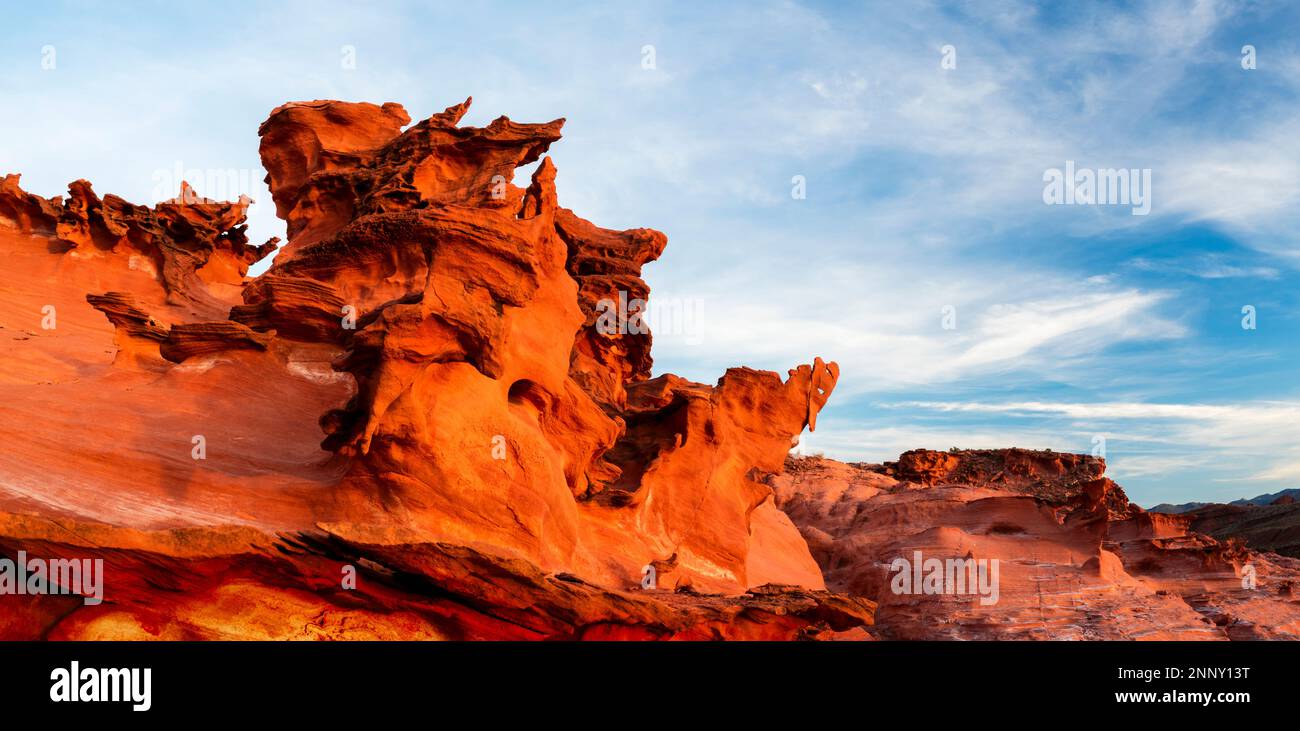 Rock formation under blue sky, Gold Butte National Monument, Nevada, USA Stock Photo