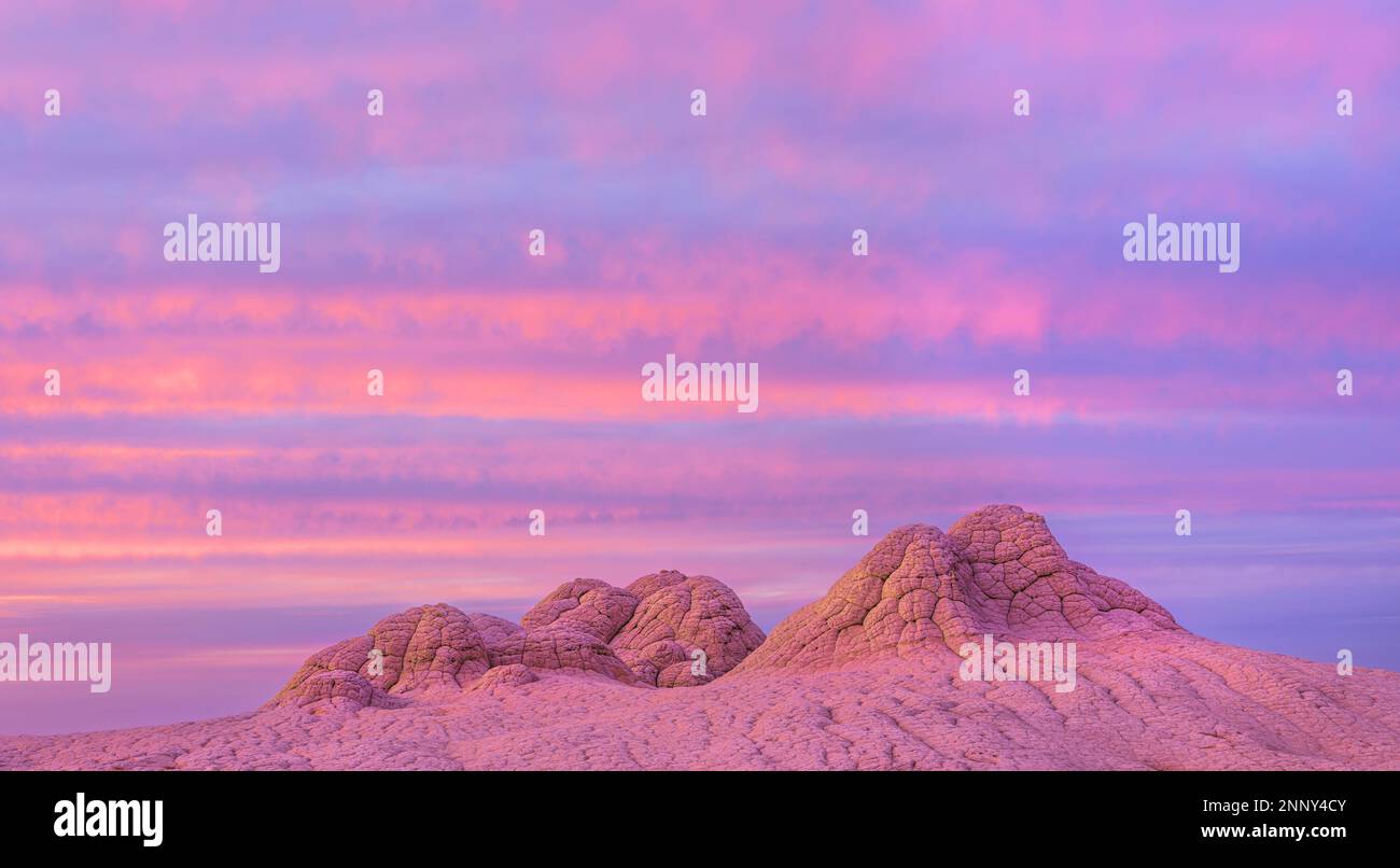 Rock formations at sunset, Colorado Plateau, Arizona, USA Stock Photo