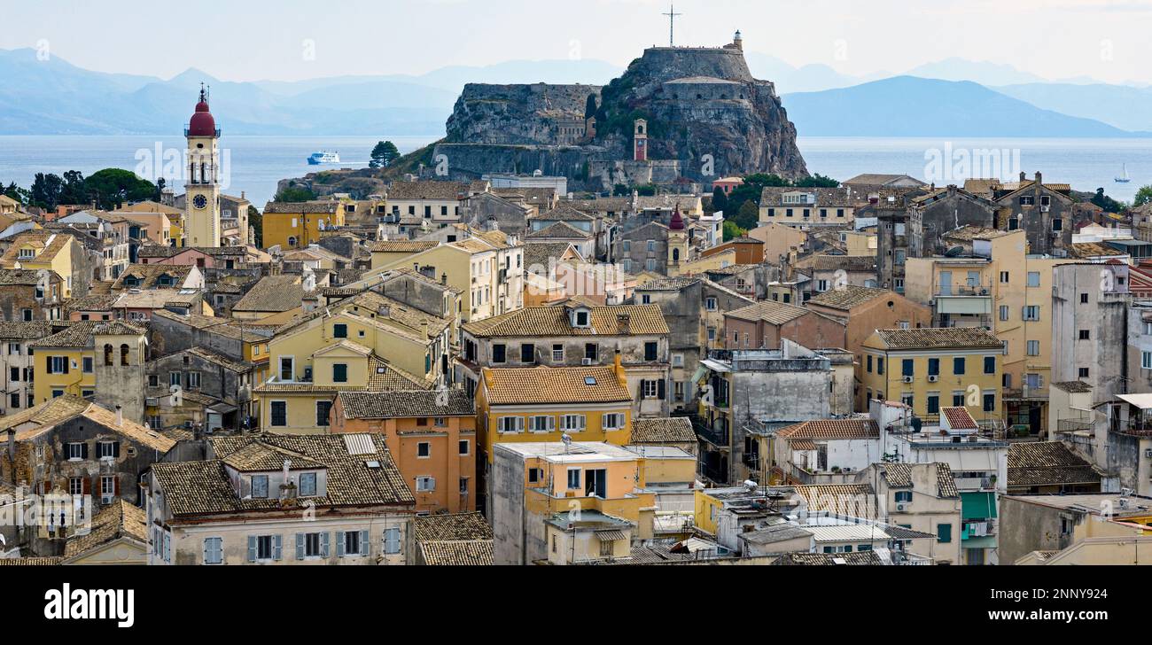 Old town and old fortress, Corfu, Ionian Islands, Greece Stock Photo