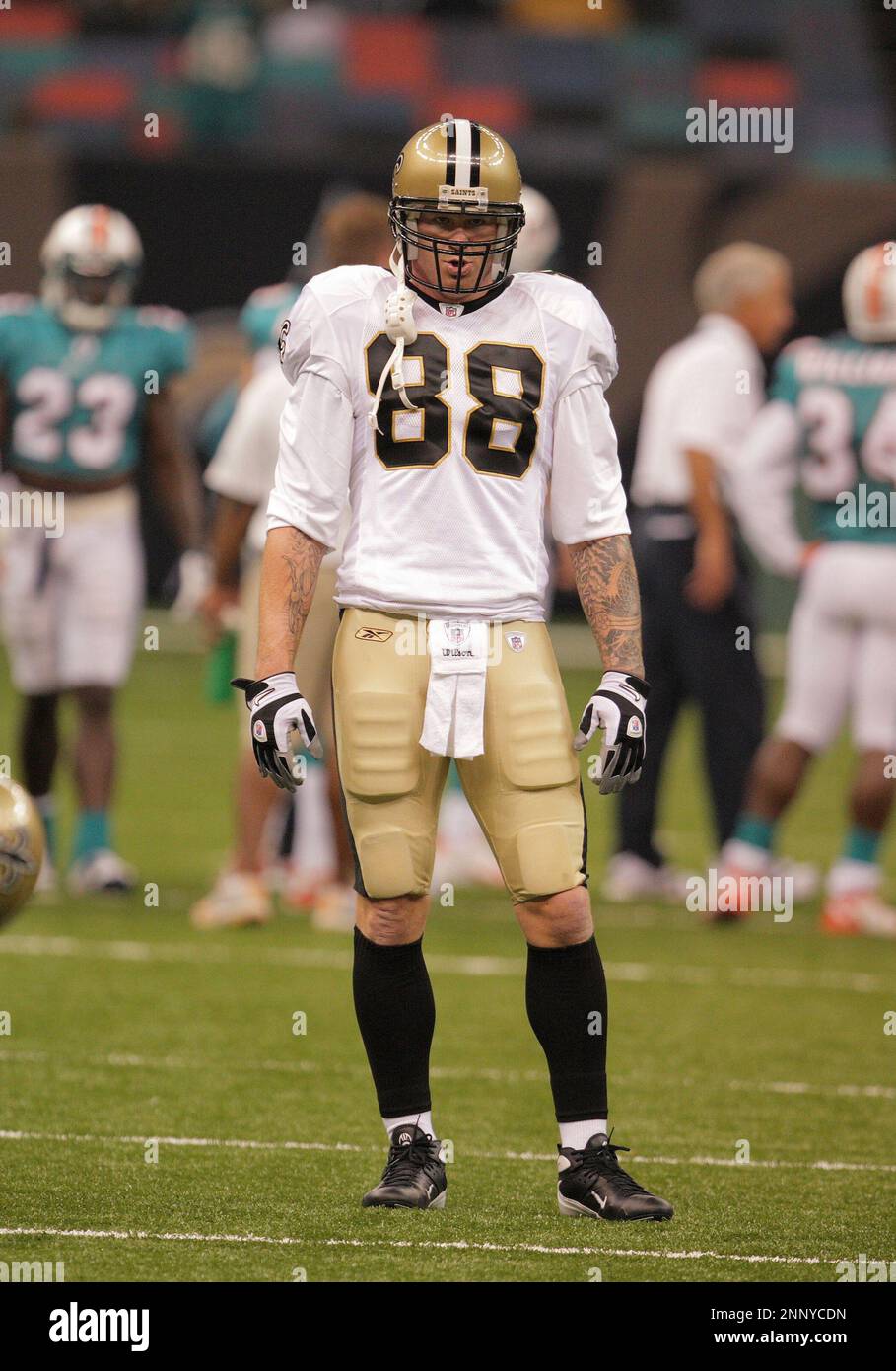 Saints tight end Jeremy Shockey (88) celebrates a touchdown. The New  Orleans Saints defeated the Detroit Lions 45-27 in the matchup held at the  Louisiana Superdome in New Orleans, LA. (Credit Image: ©