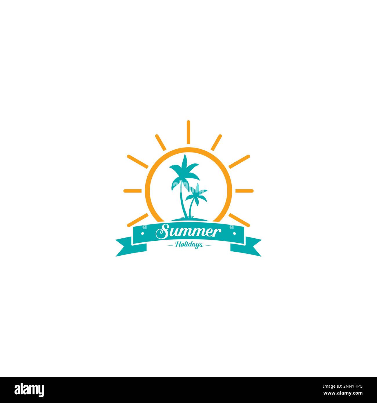 logo summer with palm tree symbol flat design concept Stock Vector