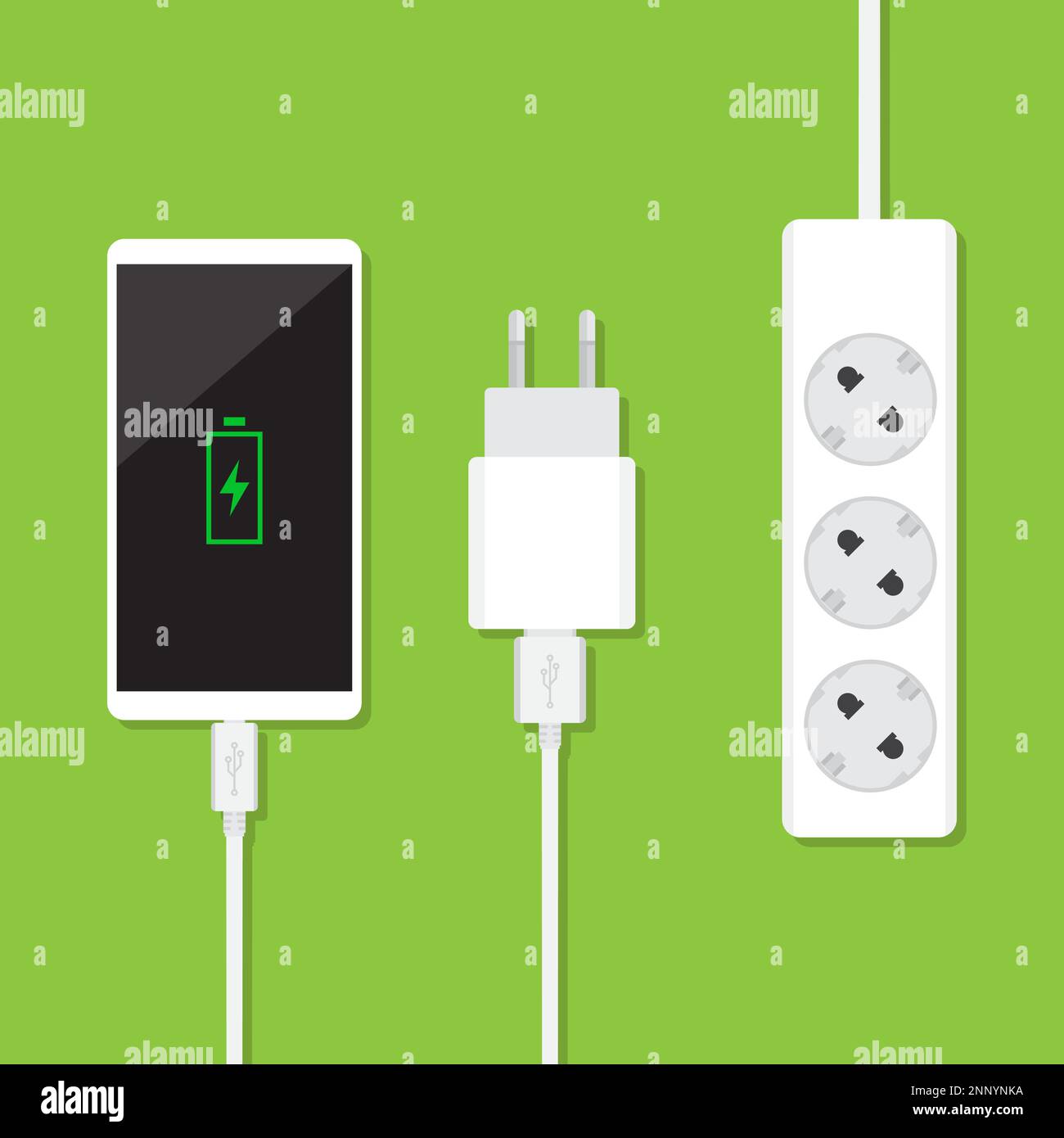 charging smartphones, adapters, plugs. flat design vector Stock Vector