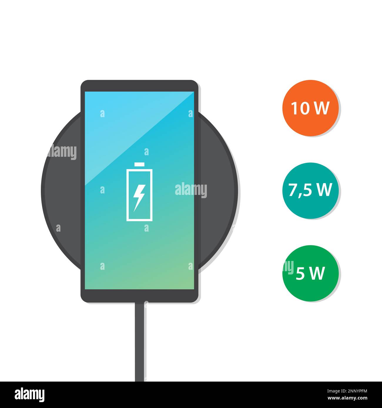 vector smartphone design wireless charger. modern smartphone charging Stock Vector