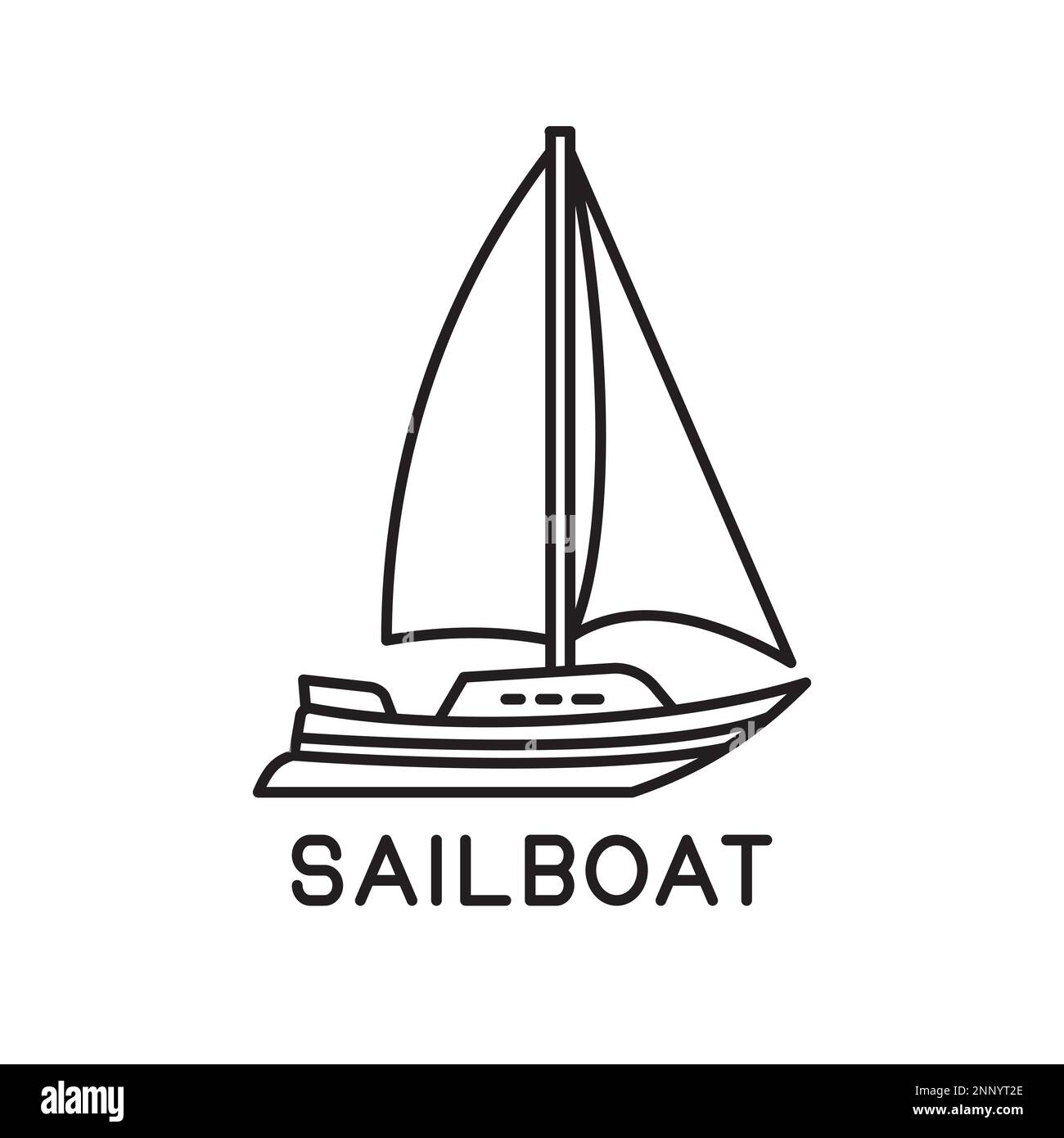 sailboat design outline simple monoline sailboat isolated on white
