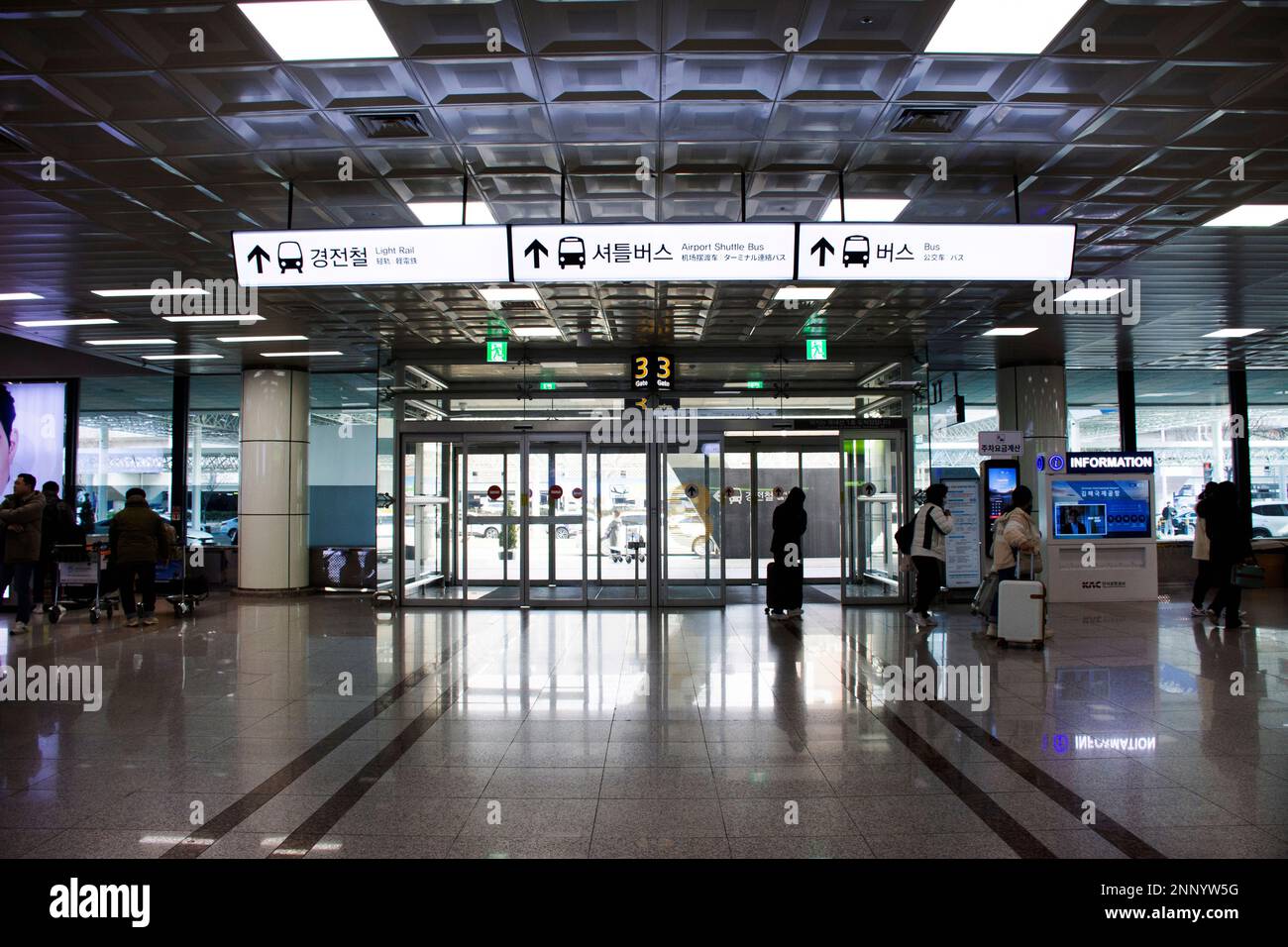 Korean people and foreign traveler passengers walking carry luggage bag