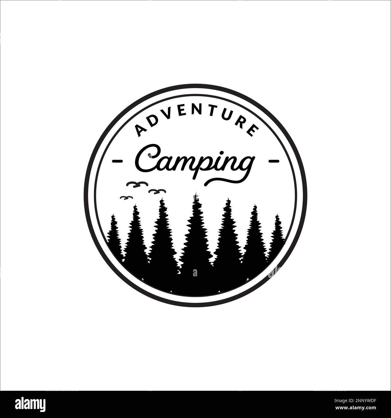 vintage logo camping badge, camping in the wilderness Stock Vector