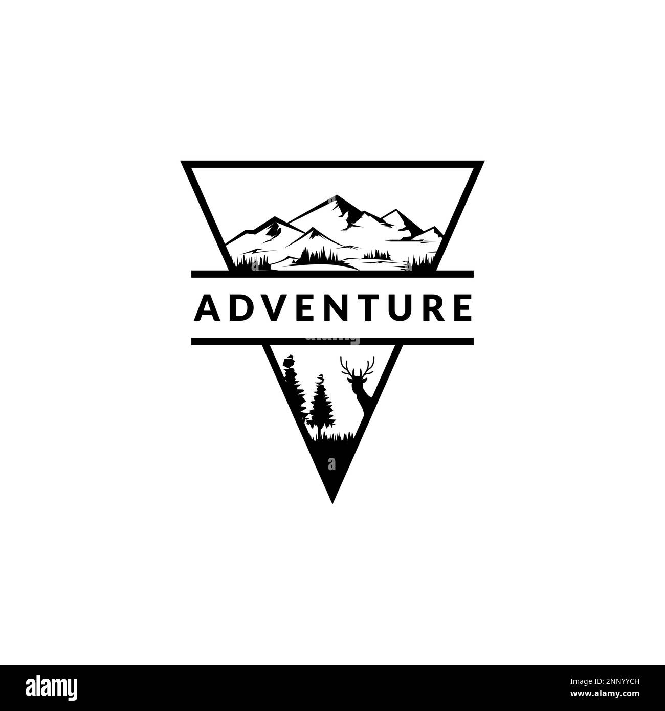 vintage logo badge for mountain camping adventure Stock Vector