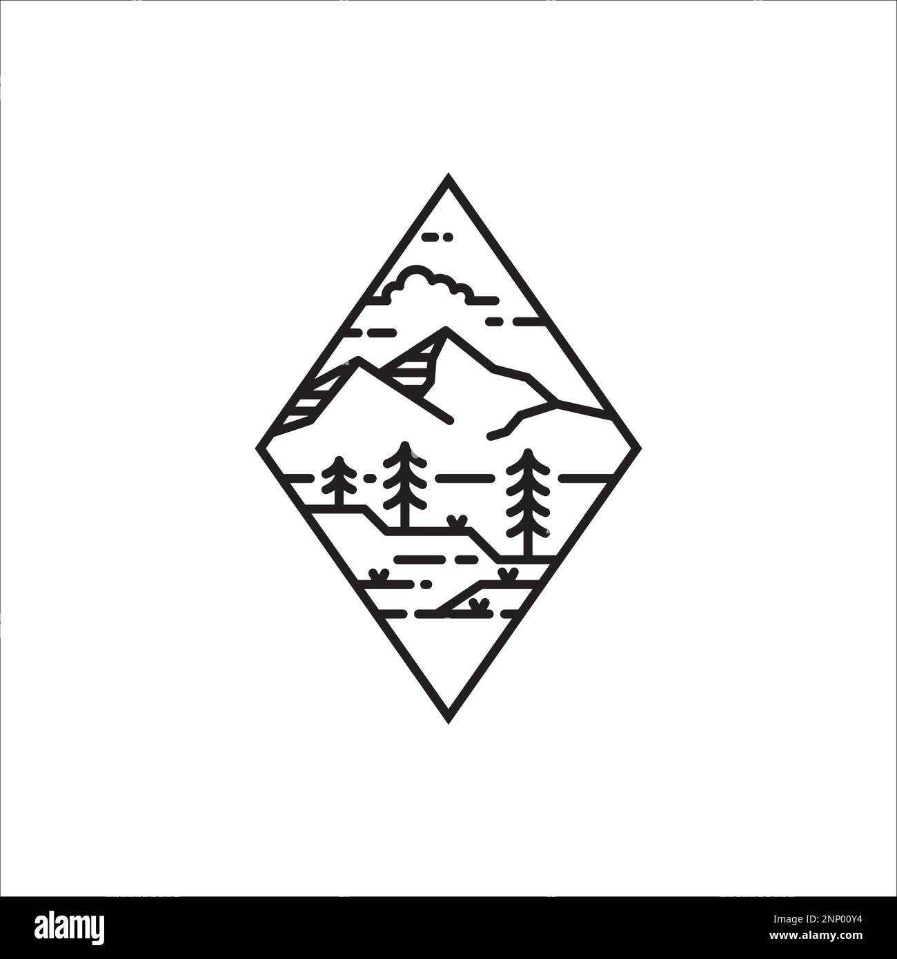 simple mountain emblem monoline logo Stock Vector Image & Art - Alamy