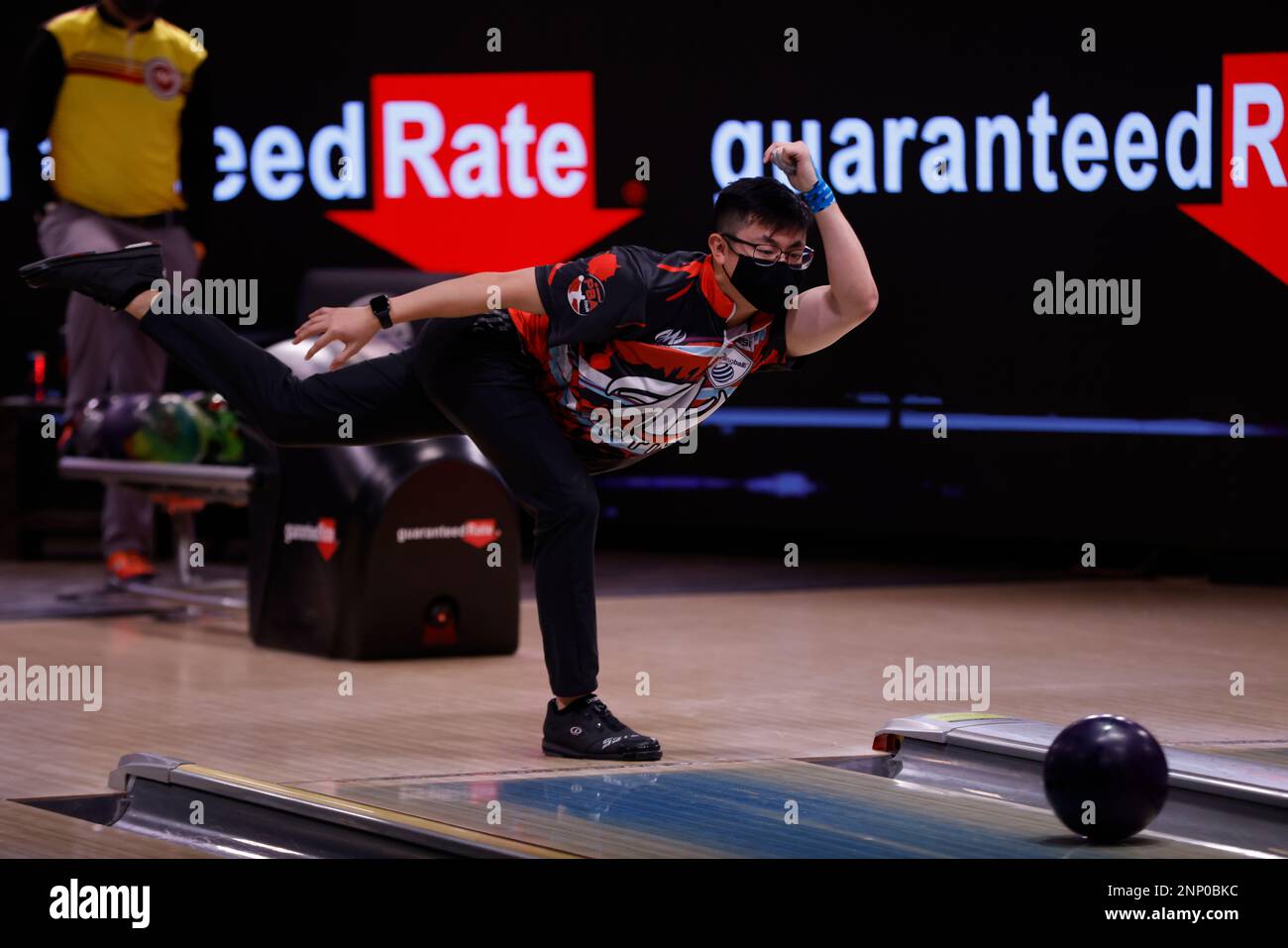 Wesley Low Jr. bowls during the PBA Tour Players West Regional Championship match at the Bowlero Bowling Center on Sunday, Jan