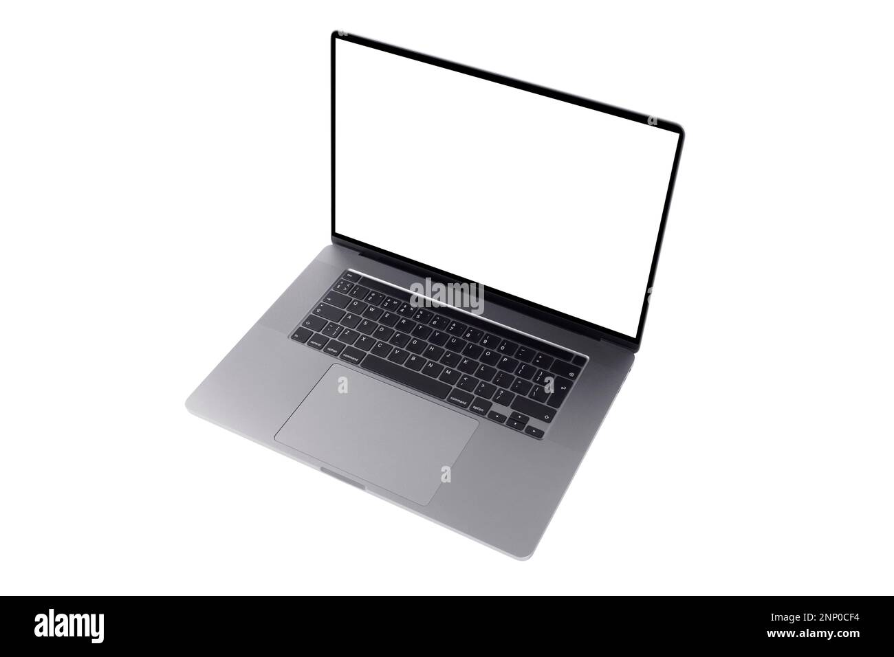 Laptop computer PC with blank screen mock up isolated on white ...