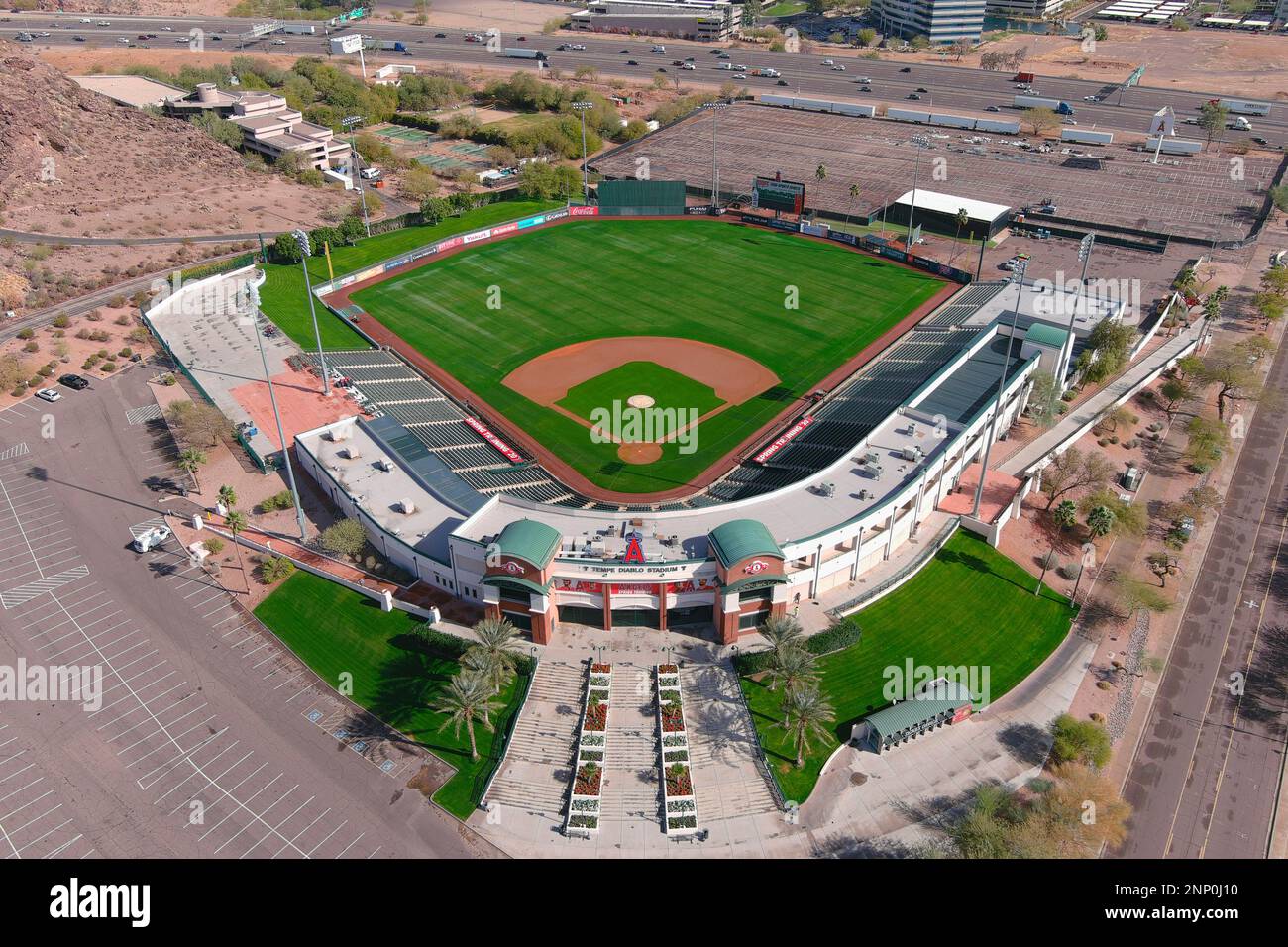An aerial view of Tempe Diablo Stadium, Tuesday, Jan. 26 2021, in Tempe