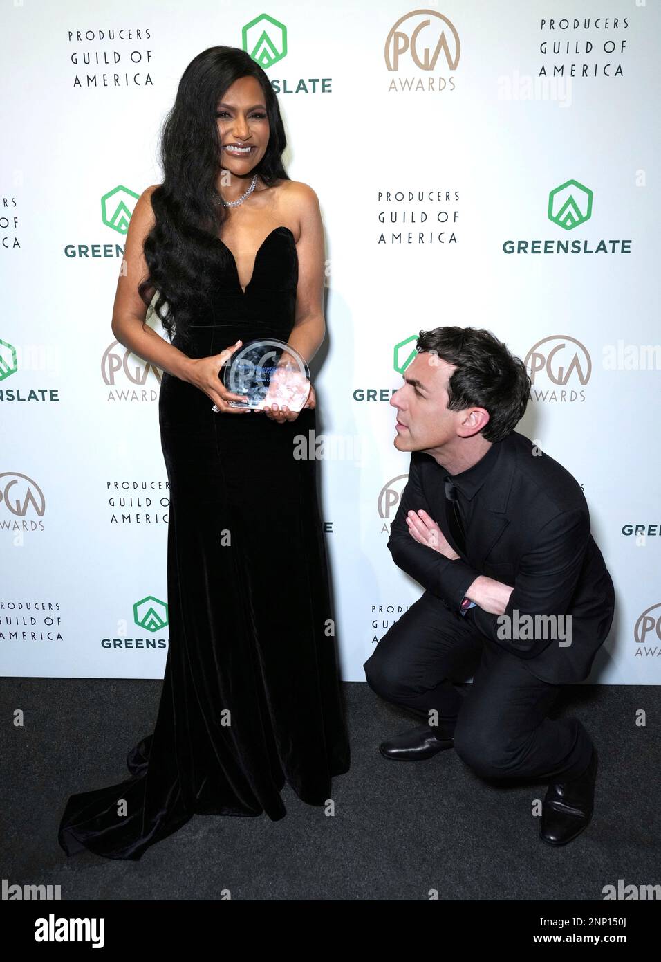Mindy Struss Mindy Kaling, left, and B. J. Novak backstage at the 34th Annual ...
