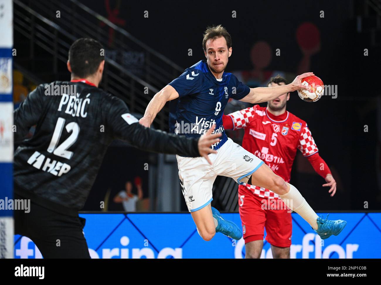 Argentina's Santiago shoots during the World Handball